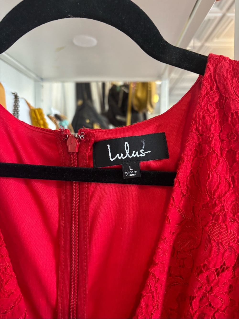 Lulu's Red Lace V-Neck Mini Dress - Picture 4 of 6